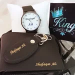 Customize Leather wallet keychain and watch set , Best Customize Birthday Gift